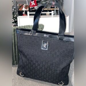 Gucci Black Monogram Laptop Bag